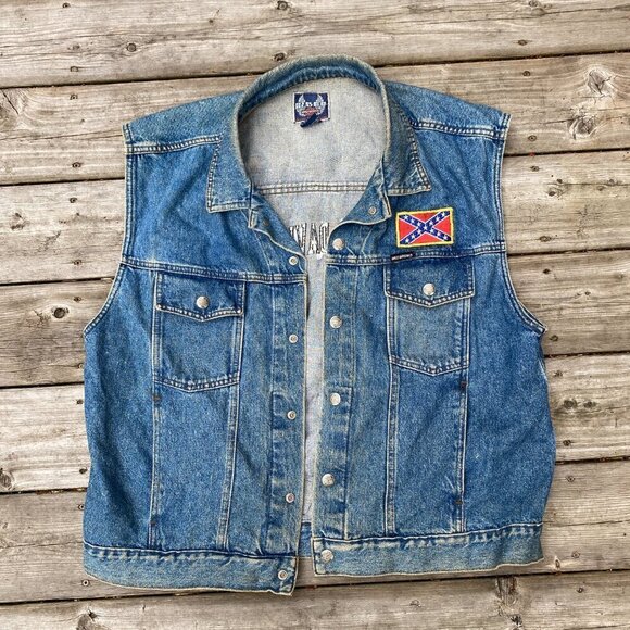 Vintage 1971 Embroidered Harley Davidson Biker Blues Denim Jacket XL Blue - Picture 2 of 9